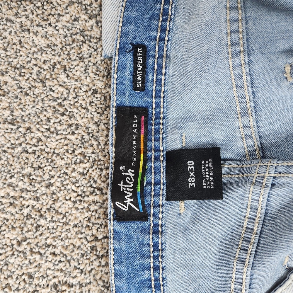 Switch Remarkable Jeans Mens *38x30‎ Slim Taper Fit Graffiti Streetwear Y2k - Picture 5 of 12